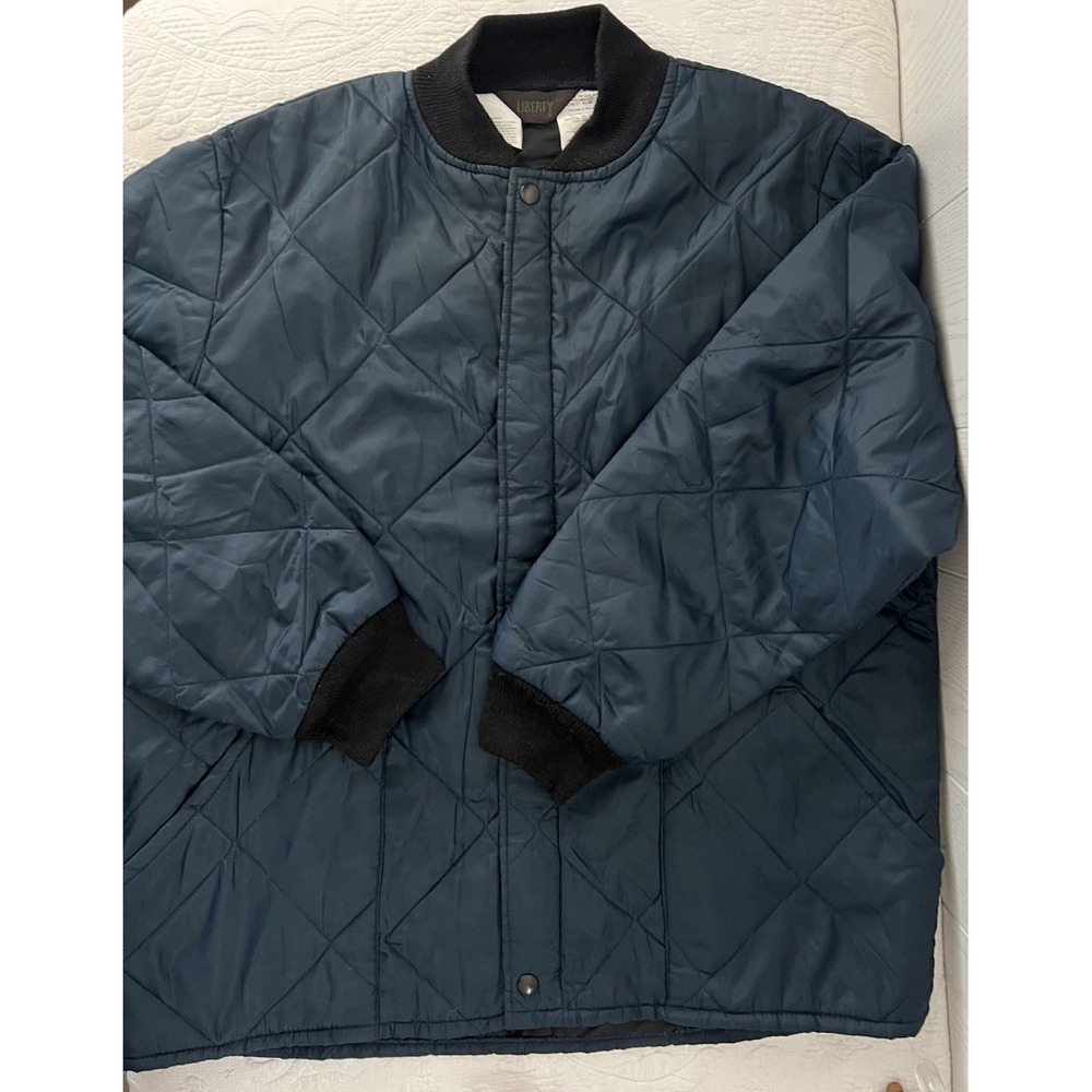 Vintage LIBERTY Diamond Quilted Bomber Jacket Men's Size XL Blue Freezer